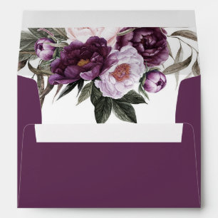 Rustic Boho Purple Plum Peonies Antlers Envelope