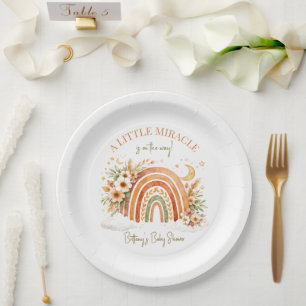 Rustic Boho Rainbow Baby Shower  Paper Plate