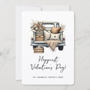 Rustic Boho Real Estate Corporate Valentines Truck Holiday Card