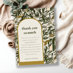 Rustic Boho Retro Arch Green Botanical Wedding Thank You Card
