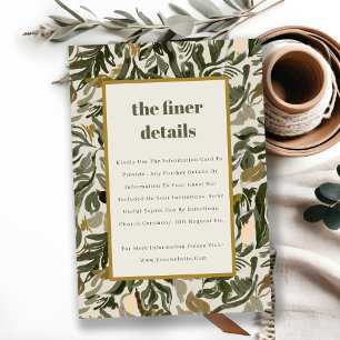 Rustic Boho Retro Green Botanical Wedding Detail Enclosure Card