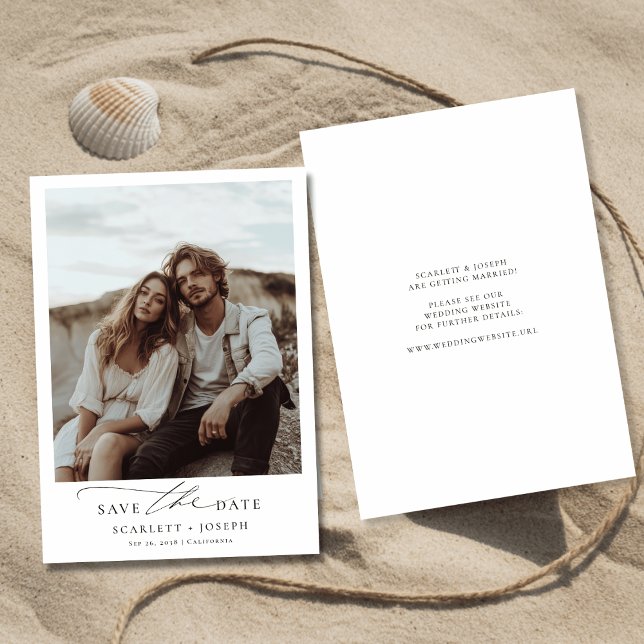 Rustic Boho Romantic Minimalist Wedding Photo Save The Date (Creator Uploaded)