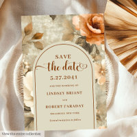Rustic Boho Rusty Ivory Sage Floral Save The Date