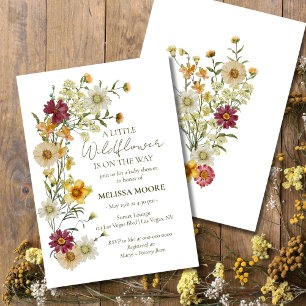 Rustic Boho Sage Green Wildflower Baby Shower Invitation
