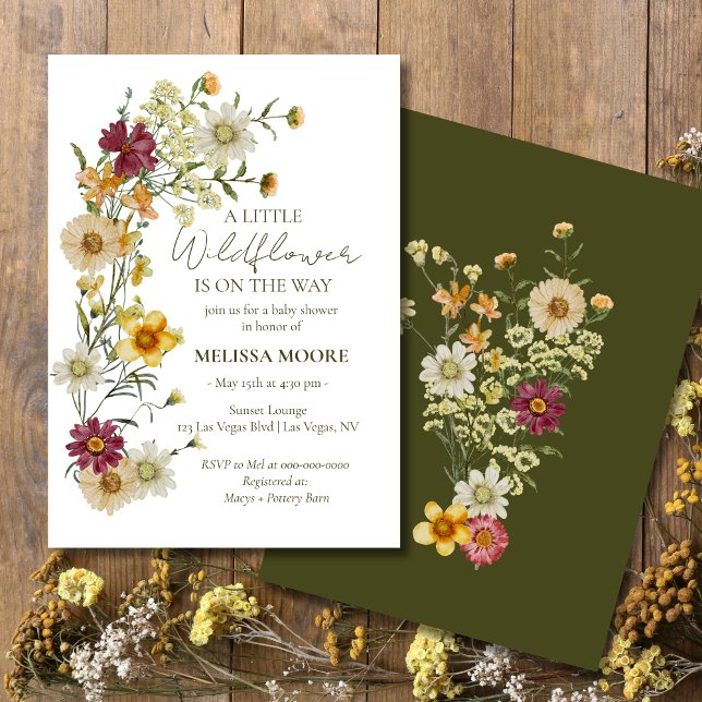 Rustic Boho Sage Green Wildflower Baby Shower Invitation (Creator Uploaded)