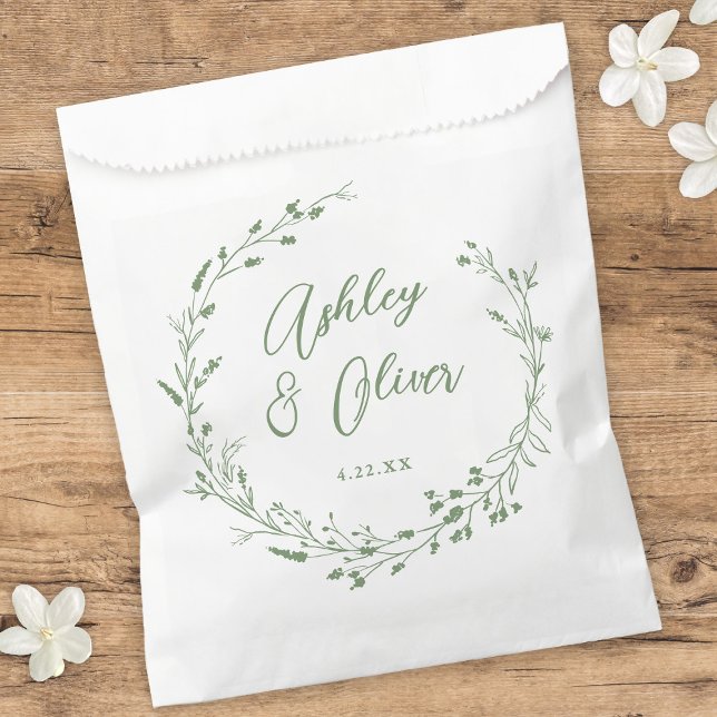 Rustic Boho Sage Green Wildflower Floral Wedding Favour Bags (Creator Uploaded)