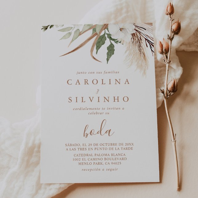 Rustic Boho Simple Floral Boda Wedding  Invitation (Creator Uploaded)