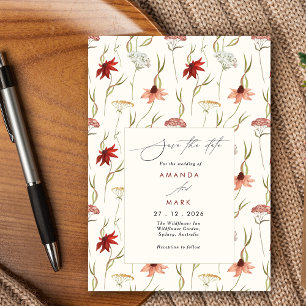 Rustic Boho Spring Wildflowers Save the date Invitation