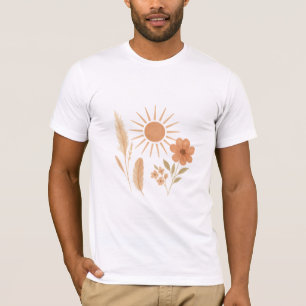 Rustic Boho Sun & Pampas Design   Bohemian Floral  T-Shirt