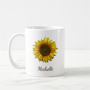 Rustic Boho Sunflower Botanical Personalized Coffee Mug