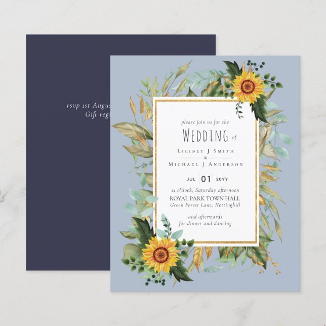 Rustic BOHO Sunflowers Greenery Wedding (Front/Back)