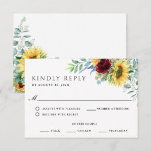 Rustic Boho Sunflowers Wedding RSVP Card