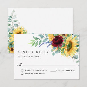 Rustic Boho Sunflowers Wedding RSVP Card
