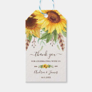 Rustic Boho Sunflowers Wedding Thank You Favours Gift Tags