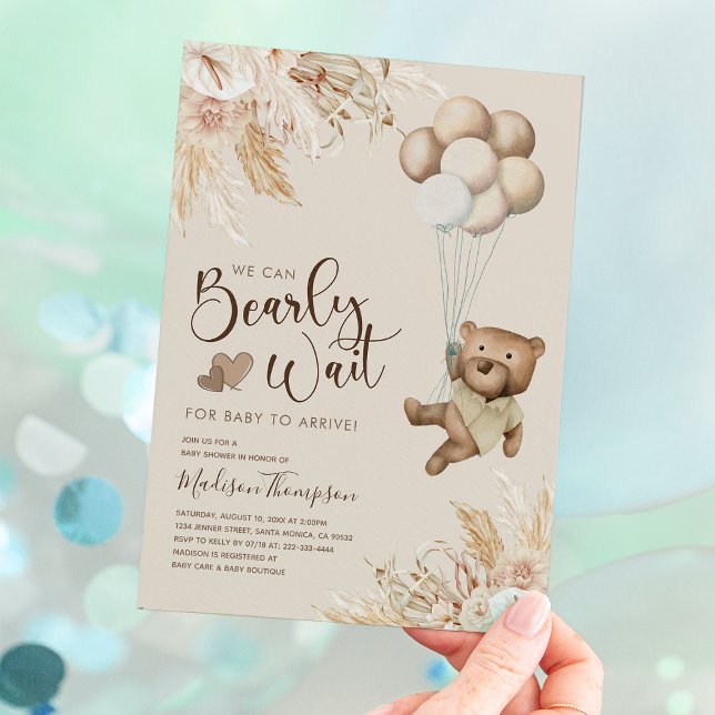 Rustic Boho Teddy Bear Baby Shower Invitation (Creator Uploaded)