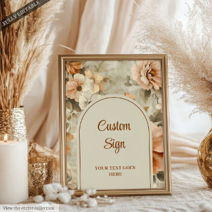 Rustic Boho Terra Cotta Ivory Floral Personalised Poster