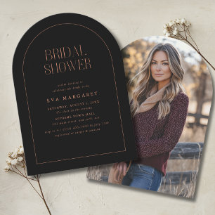 Rustic Boho Terracotta Arch Photo Bridal Shower Invitation