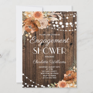 Rustic Boho Terracotta Floral Engagement Shower Invitation