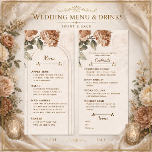 Rustic Boho Terracotta Floral Wedding Menu