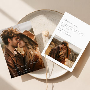 Rustic Boho Thank You Wedding Photo Card