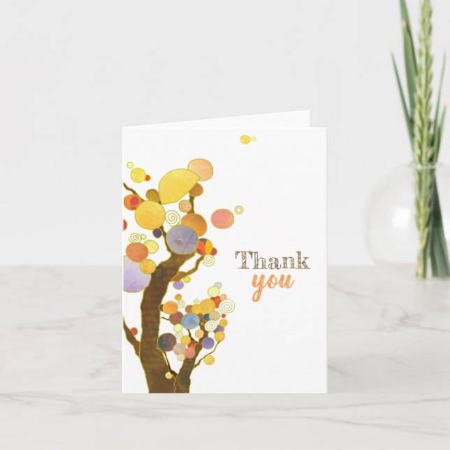 Rustic Boho Trees Thank You Blank Card (Front)