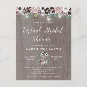 Rustic Boho Virtual Bridal Shower Invitation Postcard