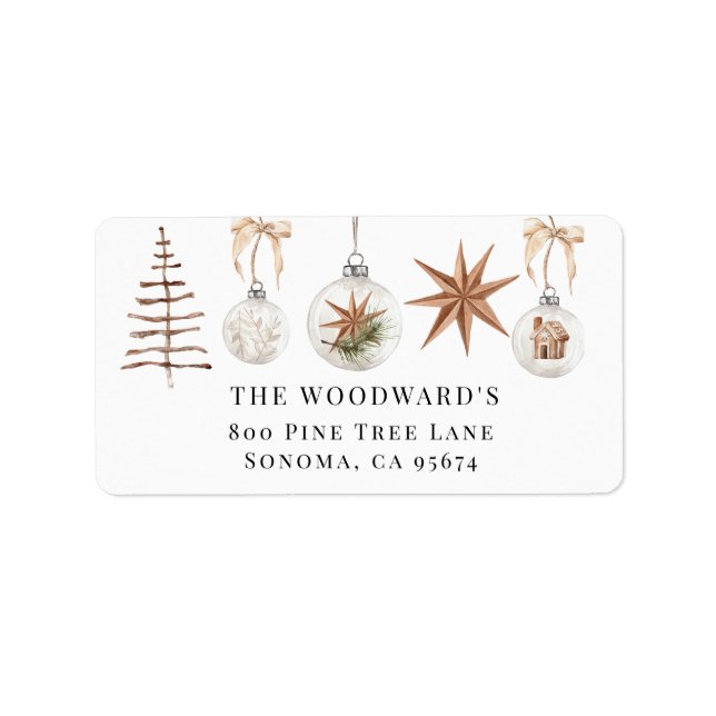 Rustic Boho Watercolor Christmas  Label (Front)