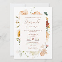 Rustic Boho Watercolor Floral Wedding Invitation