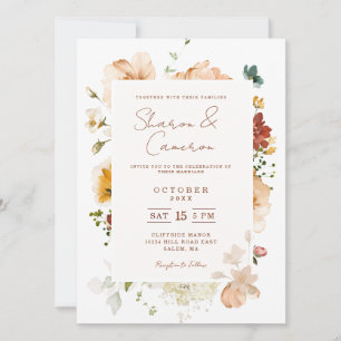 Rustic Boho Watercolor Floral Wedding Invitation