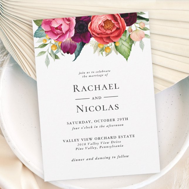 Rustic Boho Watercolor Floral Wedding Invitation (Creator Uploaded)