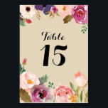 Rustic Boho Watercolor Flowers Wedding Table Number<br><div class="desc">This simple & elegant wedding invitation is framed by beautiful watercolor flowers & foliage. Modern calligraphy and typography add a stylish trendy touch to this classic design by Kitty Pie Prints. Background colour is changeable! Just hit the "customise" button to choose your preferred background colour.</div>