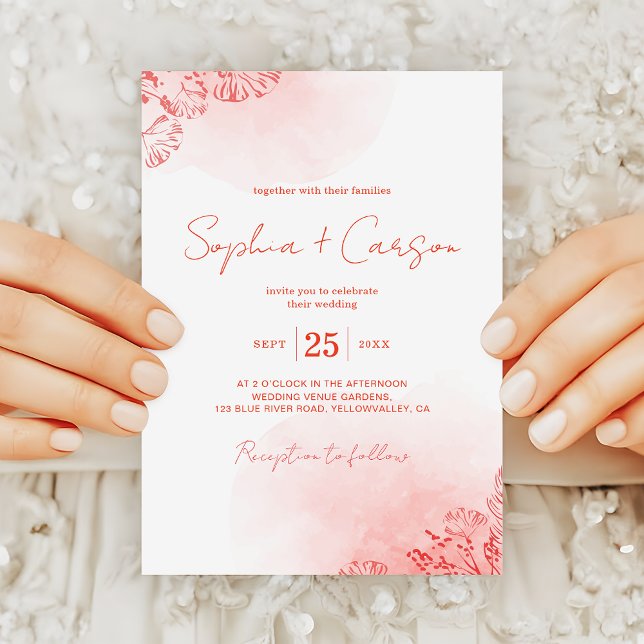 Rustic Boho Watercolor Foliage Terracotta Wedding Invitation (Creator Uploaded)