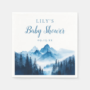 Rustic Boho Watercolor Mountains Baby Shower Napkin