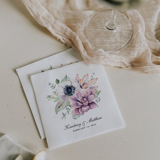 Rustic Boho Watercolor Succulent Floral Napkin (Creator Uploaded)