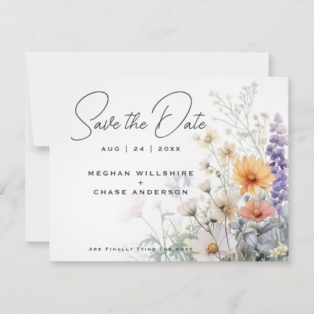 Rustic Boho Watercolor Wildflowers Invitation (Front)