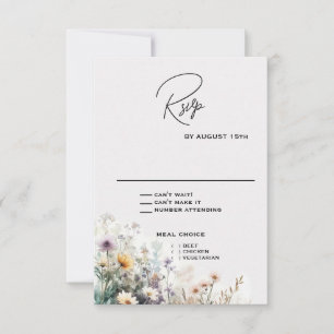 Rustic Boho Watercolor Wildflowers RSVP Card
