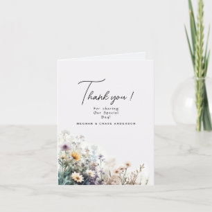 Rustic Boho Watercolor Wildflowers Thank You Card