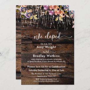 Rustic Boho We Eloped Reception Only Invitation