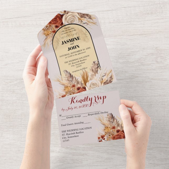 Rustic Boho Wedding Card (Tearaway)