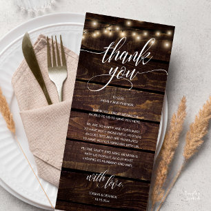 Rustic Boho Wedding Reception Thank You Card