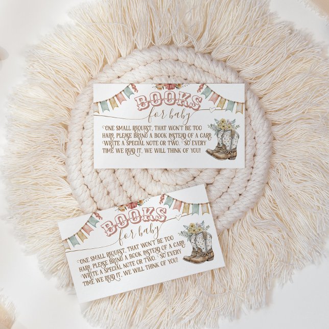 Rustic Boho Wild West Baby Girl Shower books Enclosure Card (Creator Uploaded)