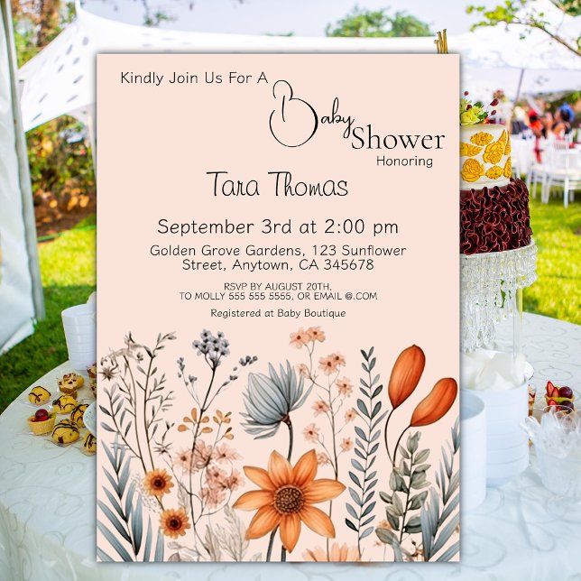 Rustic Boho Wildflower Baby Shower invite (Creator Uploaded)