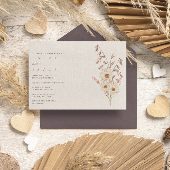 Rustic Boho Wildflower Bohemian Wedding  Invitation (Rustic Boho Wildflower Bohemian Wedding Invitation)
