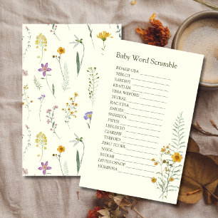 Rustic Boho Wildflower Diaper Raffle Card