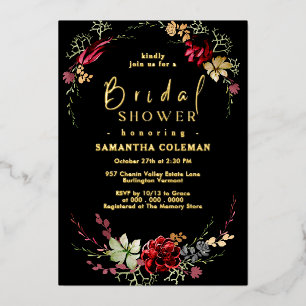 Rustic Boho Wildflower Elegant Black Bridal Shower