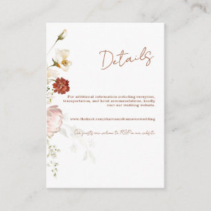 Rustic Boho Wildflower Floral Details  Enclosure Card