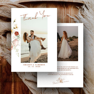 Rustic Boho Wildflower Floral Details Thank You Card