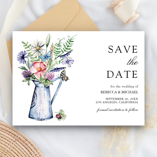 Rustic Boho Wildflower Floral Wedding Save The Date (Creator Uploaded)