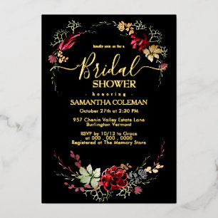 Rustic Boho Wildflower Modern Black Bridal Shower