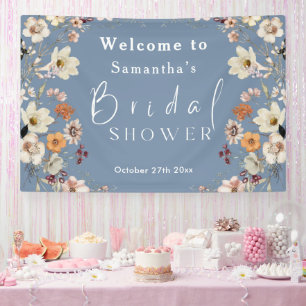 Rustic Boho Wildflower Periwinkle Bridal Shower Banner